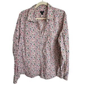 J. Crew Womens Ditsy Floral Button Shirt Size M Career Preppy Corp Office Cotton
